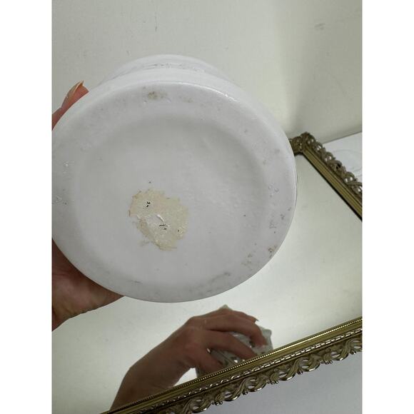 Beautiful Vintage Lattice Porcelain Floral Lidded Jar Vanity Trinket Dish - Picture 8 of 8